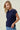 Dark Navy Cable Knit Top with Gold Buttons